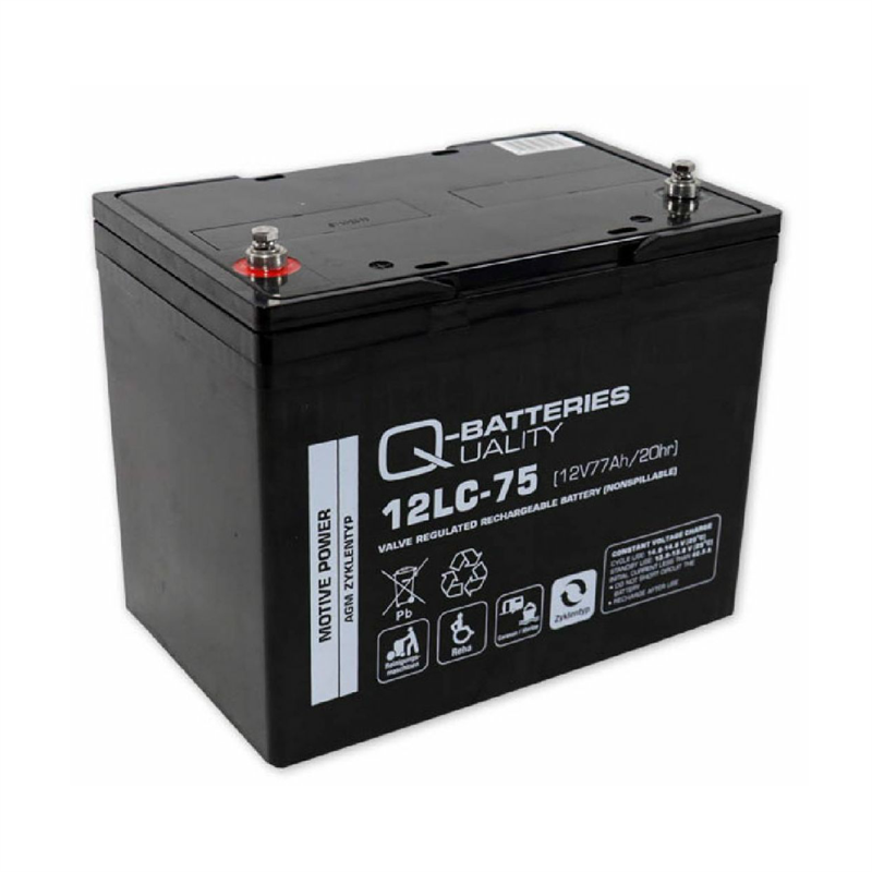 Q-Batteries 12LC-75 / 12V - 77Ah Blei Akku Zyklentyp AGM - Deep Cycle VRLA